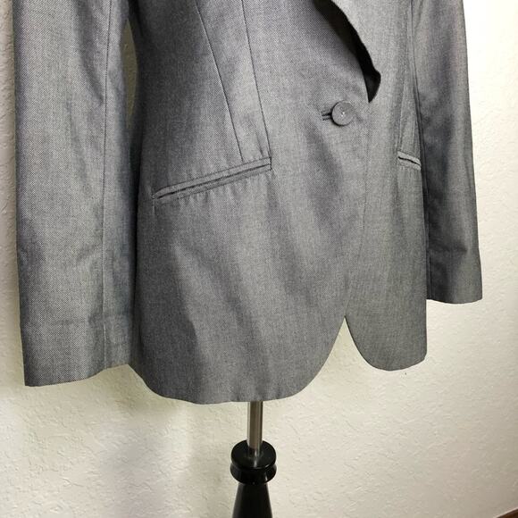 WHBM gray black ruffle collar button front blazer size Small - Picture 4 of 15